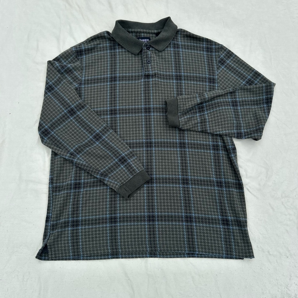 Men's Gray and Blue Plaid Shirt